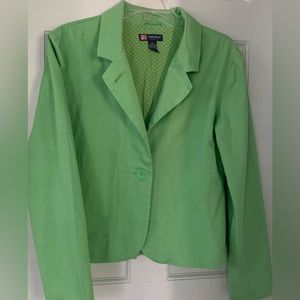 Size XL lime green jean jacket.